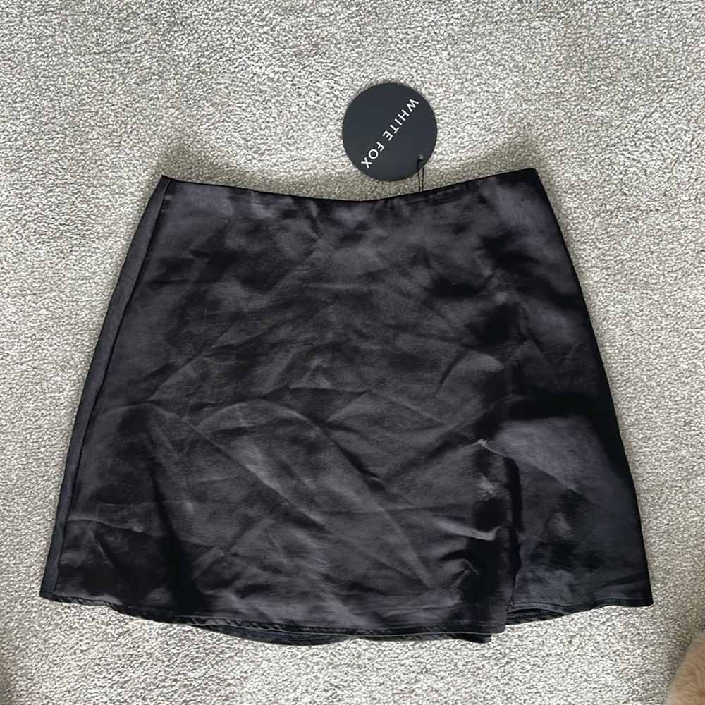 White fox black silk mini skirt - new with tags